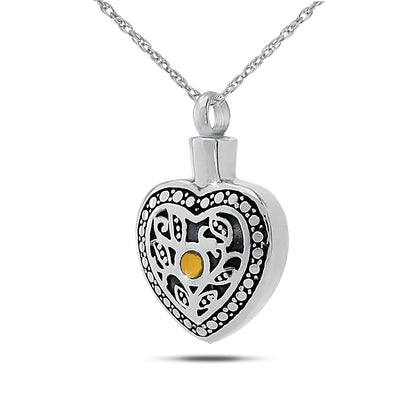 November w/ Citrine Stainless Steel Keepsake